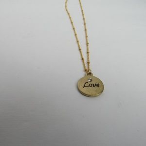 Love Gold Rhinestone Necklace